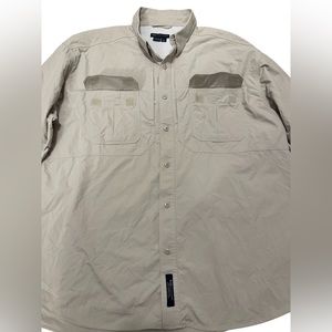 5.11 Tactical Series Size 2XL Khaki Long Sleeve Button Front Shirt 72158 Outdoor
